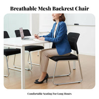 Padded Seat Armless Mesh Sled Chair Easy Assembly Office Furniture Sturdy Metal Frame Conference Seating for Students, Visitors, Business Managers, Meeting Room, Training Center, Reception Area, School