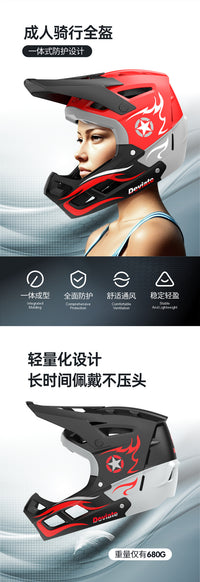 Adult Full Face Bicycle Helmet with Chin Guard for Mountain Biking