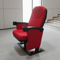 Multimedia Conference Seat Built-in Cup Holder Lecture Chair with Writing Metal Frame Folding Theater Seat with Cupholder