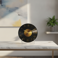 Retro Vinyl Record TV Cabinet Desktop Clock Ornament with Stand