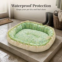 Pastoral Style Cooling Pet Bed for Small to Medium Dogs and Cats, Drawstring Design