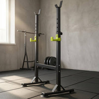 Adjustable Barbell Rack 500 Kg Load Heavy-Duty Weight Rack Green Hooks Home Gym Equipment