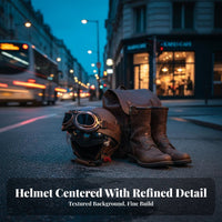 PU Leather Half Helmet Breathable Retro PU Leather Helmet Riding Gear All-Season Lightweight for Grown-up S, Downtown Commuting