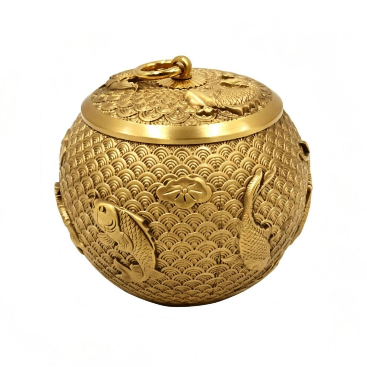 Copper Alloy Tea Tin Canister with Lid Gold-Toned Storage Container Easy to Clean Container for Shelf, Office