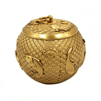 Copper Alloy Tea Tin Canister with Lid Gold-Toned Storage Container Easy to Clean Container for Shelf, Office