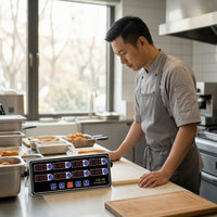 Countertop 8-Channel Digital Kitchen Timer Compact 8-Channel Kitchen Timer Metal Power-Cord-Operated for Bakers, Chefs, Commercial Kitchens, Bakeries, Restaurants