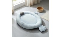 Breathable Cooling Pet Bed Padded Round Pet Bed Woven Texture Cat Cooling Mat Light Blue for Cats, Dogs, Summer