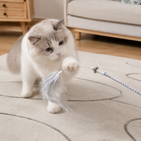 Interactive Cat Toy, Cat Teaser for Boredom, Feather Fishing Pole, Chew Resistant, Sound Feature, 2 Pieces