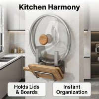 Cabinet Wall Mount Rack for Lid Storage and Pot Organizer, Aluminium Kitchen with Drainage Tray for Countertop
