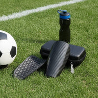 Carbon Fiber Shin Guards EVA Foam Backed Shin Guards with Carrying Case Hard Shell for Adults