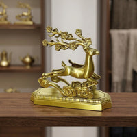 Decorative Brass Tissue Holder Gold-Toned Deer Tissue Holder Freestanding Decor Sculpted for Living Room, Entryway, Desk