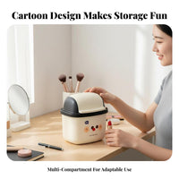 Partitioned Pen Holder Multi-Compartment Cosmetic Holder for Dorm Room