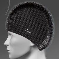 Enlarged Fit Teardrop Swim Cap Embossed Silicone Swim Cap Sleek Inner Opening Hand Wash