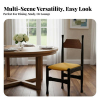 Mid-Centuryera aesthetic Upholstered Wooden Side Chair Retro Design Dining Seat Comfortable Seating Indoor Furniture Curved Backrest for Homeowners, Restaurant Owners, Adults, Living Room, Kitchen, Reception Area, Home Office