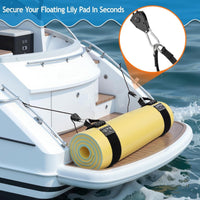 2 Pieces Ratchet Rope Hanger Heavy Duty Rope Hanger with Carabiners Self Locking Ratchet Tie down Strap for Boaters, Marine Storage, Boat Deck