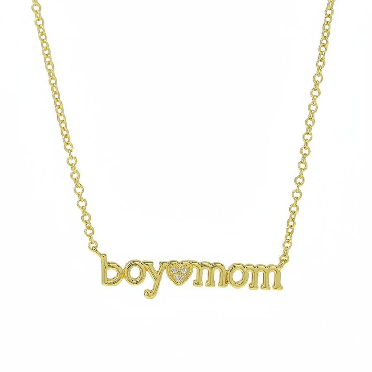 Mama Necklace Family Day Gift Mom Heart Pendant Golden Finish Boy Mom Necklace for Moms, Infant Shower