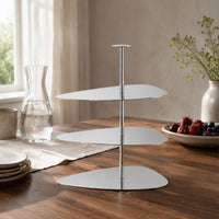 Three-Tier Dessert Stand Rounded Trays Mirrored Dessert Tray Assembly to Clean Food Display
