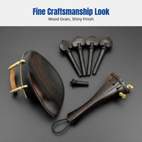 Ebony, Rosewood, Jujube Violin Accessories Set, Complete Kit, Chinrest Peg Tailpiece Endpin