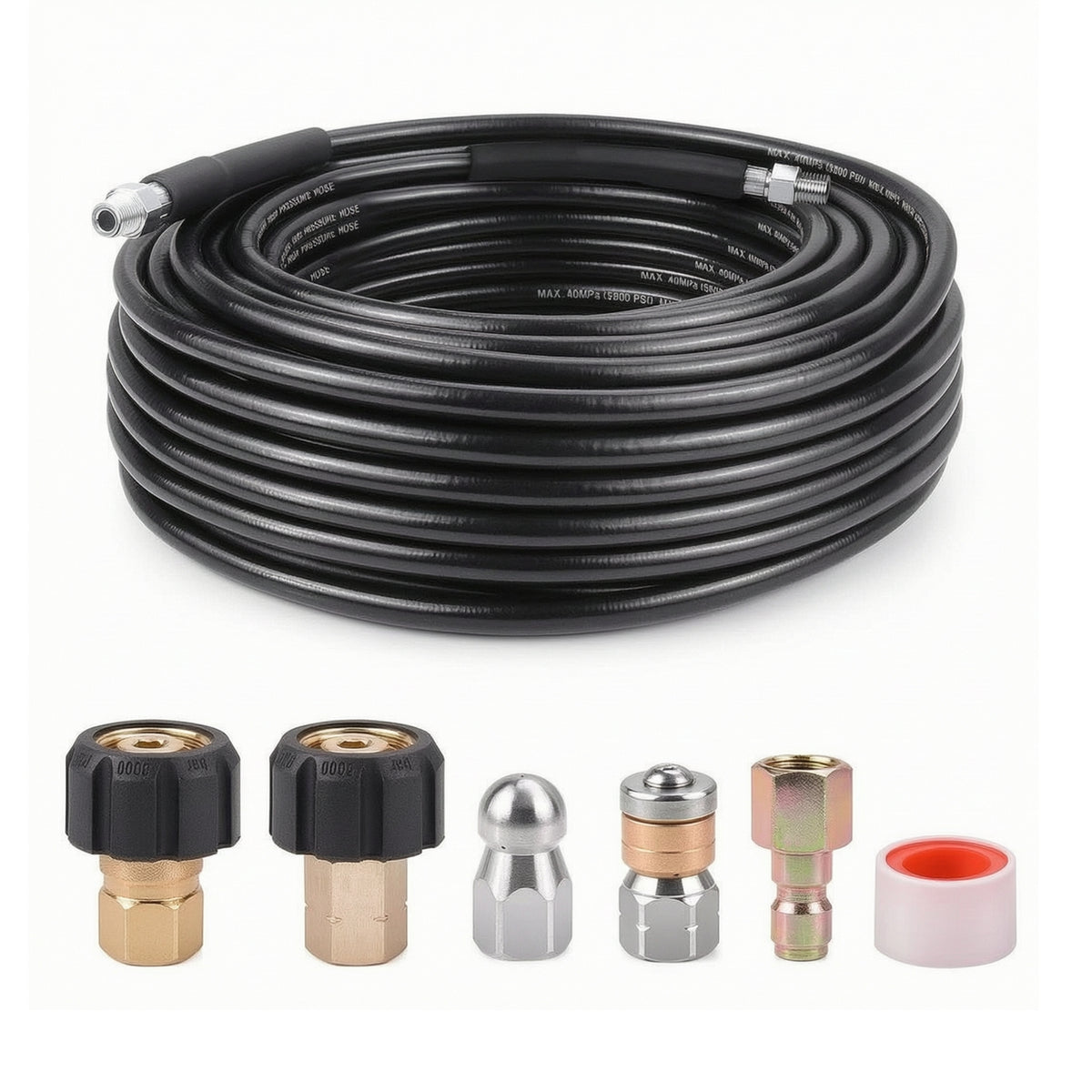 Pressure Washer Hose with Sewer-Clearing Nozzle Pressure Washer Hose with Nozzles Resistant for Homeowners, Home Maintenance