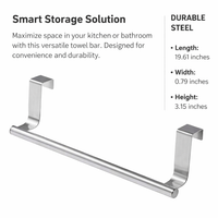 Towel Bar, Strong Suction Cup Kitchen Rack for Dorm Room Students, Stainless Steel Single Bar Rail, Versatile Cupboard Bar Bath Hanger