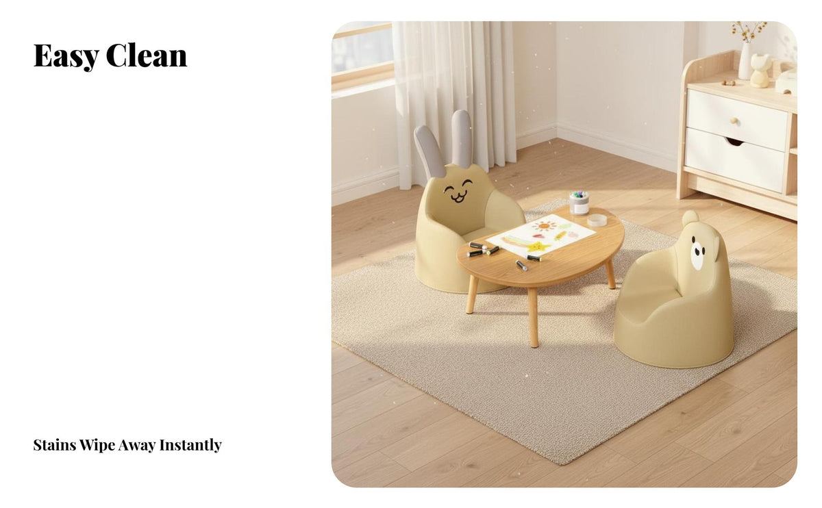 Child-Safe Design Kids Table and Chair Set Rounded Corners Kids Play and Study Desk Wipe-Clean Desktop children's Multi-Activity Desk Set Solid Wood Legs for Toddlers, Preschoolers, Teachers