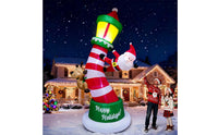 Inflatable with Santa and Reindeer Lighted Inflatable Yard Decor Festive Christmas Inflatable with Santa for Lawn, Garden