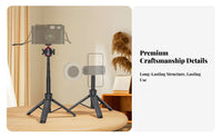 Extendable Tripod Selfie Foldable Selfie Tripod Aluminum Alloy Telescopic Camera Stand for Vloggers, Live Streamers, Selfies, Group Photos