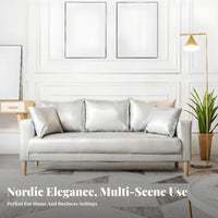Modern Design Faux Leather Settee Comfortable Sofa Solid Wood Legs Couch Easy to Clean for Apartment Dwellers, Business Owners, Living Room, Coffee Shop, Retail Shop, Reception Area