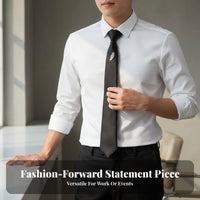 Crown Embroidered Tie Easy to Wear Fastener Necktie Pre-Tied Slim Tie Fashionable Design Pre-Tied Slim Necktie Wrinkle Resistant