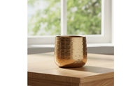 Planter with Hammered Finish Copper Tone Metal Planter Textured Flower Pot for Tabletop, Desktop, Bookshelf