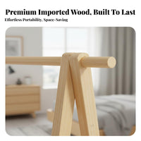 Solid Wood Wooden Clothes Rack Stable Design Unattached Standing Garment Stand Multifunctional Unattached Standing Garment Rack Large Capacity for Renters, Homeowners, Students, Bedroom, Entryway, Living Room, Apartment