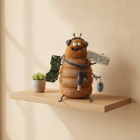 Wool Felt Figurine Mini Wool-Crafted-Fleeced Doll Quirky Statue for Bookshelf