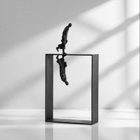 Human Figure Sculpture Minimalist Sculpture with Rectangular Base Black Decor for Office Desk