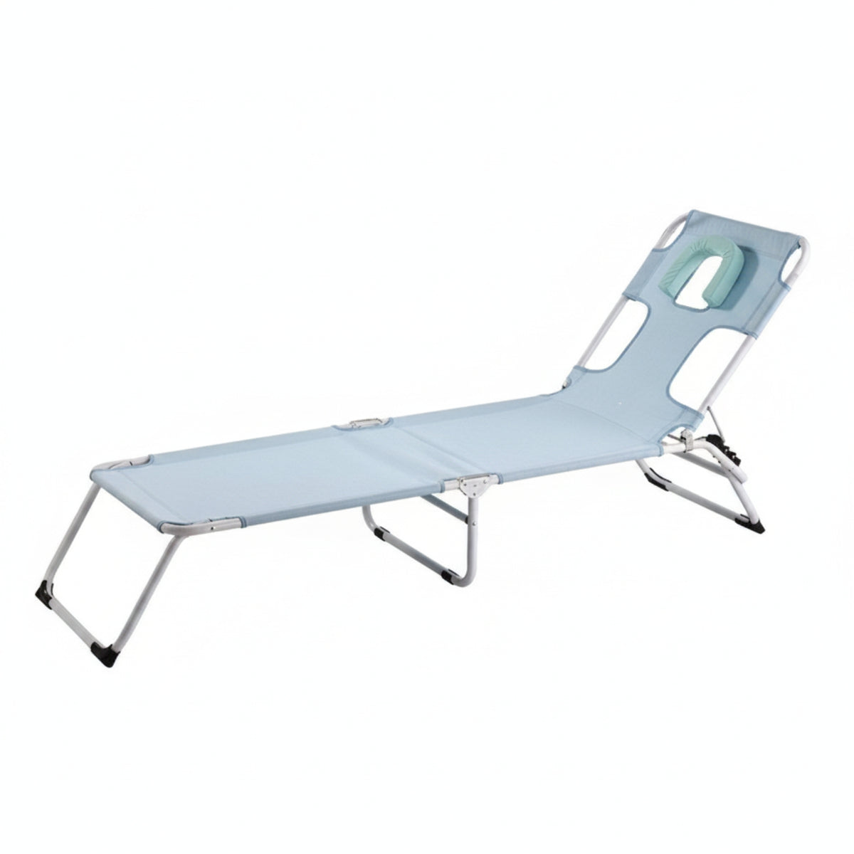 Folding Sunbed Foldable Reclining Chair with Face Hole Heavy Duty Reclining Lounger for Poolside, Garden