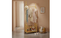 Rolling Clothes Rack with Shelves Stable Design Freestanding Coat Stand with Storage Large Capacity Clothes Hanging Rack with Shoe Shelf for Dorm Room