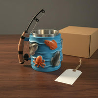 Unique Gift Fishing Rod Handle Mug Creative Design Fishing Theme Mug Beer Stein for Fishermen, Anglers