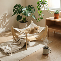 Cat Hammock Gentle Feline Hammock with Wooden Frame Supportive for Cats, Kittens