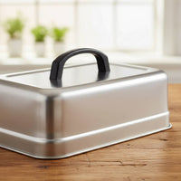 Heat-Resistant Handle Stainless Steel Melting Dome Heavy Duty Rectangular Basting Cover for Chefs, Barbecue