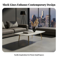 Minimalist Design dual-level Rectangular Table Nordic Inspired Living Room Furniture Light Luxury Aesthetic Modern aesthetic for Small Apartment Dwellers, Homeowners, Renters, Lounge Area, Home Office