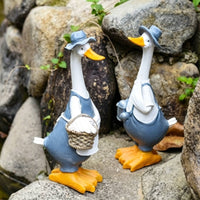 Resin Duck Figurine Easy to Place Long-Neck Duck Figurine Weather-Resistant