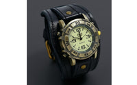 Metal Studs Studded Leather Watch Large Numerals Vintage Punk Watch Round Dial