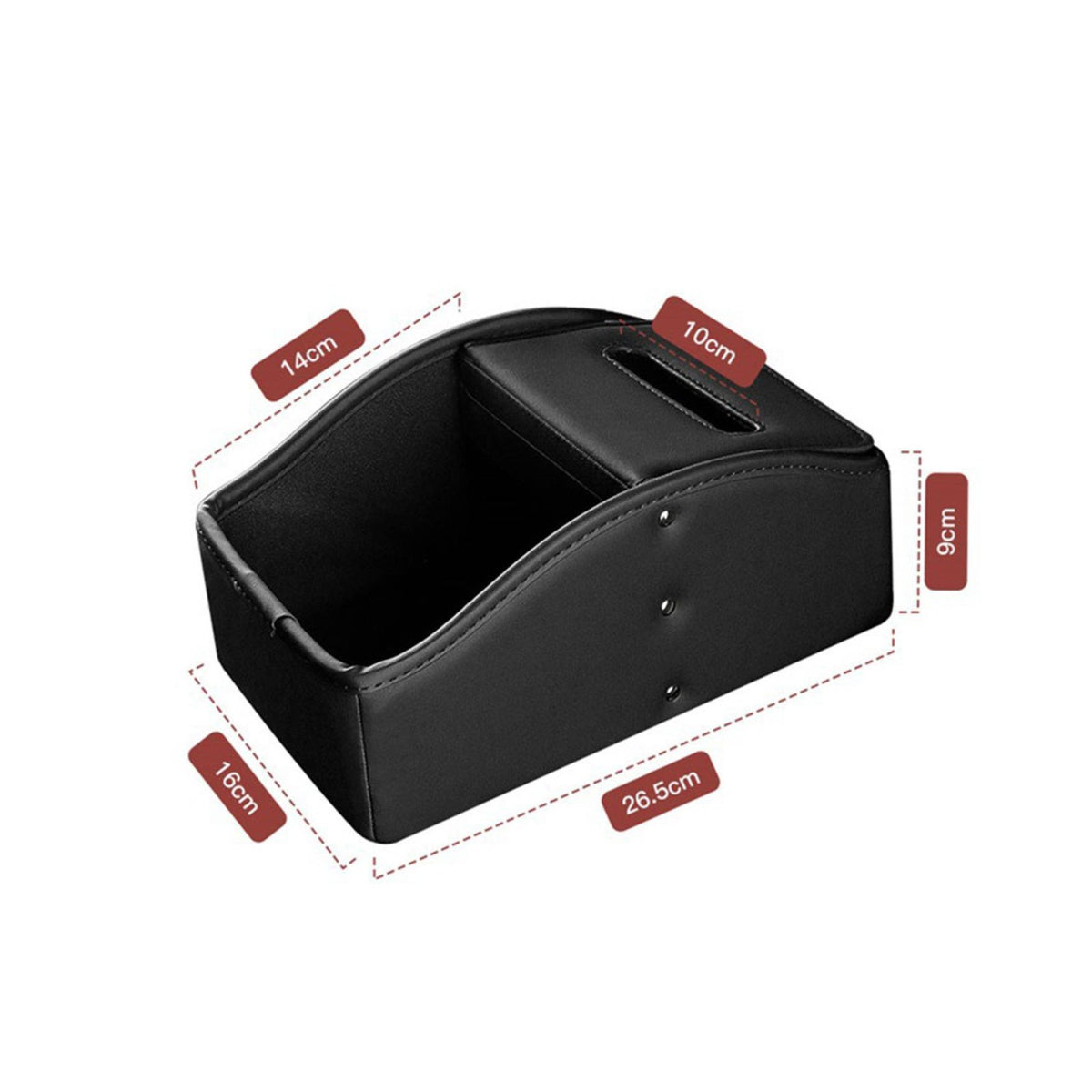 Leather Texture Car Armrest Tissue Box Easy Installation Car Console Organizer with Tissue Box Stable and Secure for Ride-Share Drivers