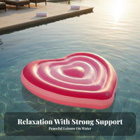 Waterproof Heart Shaped Pool Lounger Long-Lasting PVC Material Heart Shaped Water Lounger Skin-Friendly Inflatable Romantic Raft Fun Photo Prop for Couples, Adults, Women, Beach, Lake, Vacation