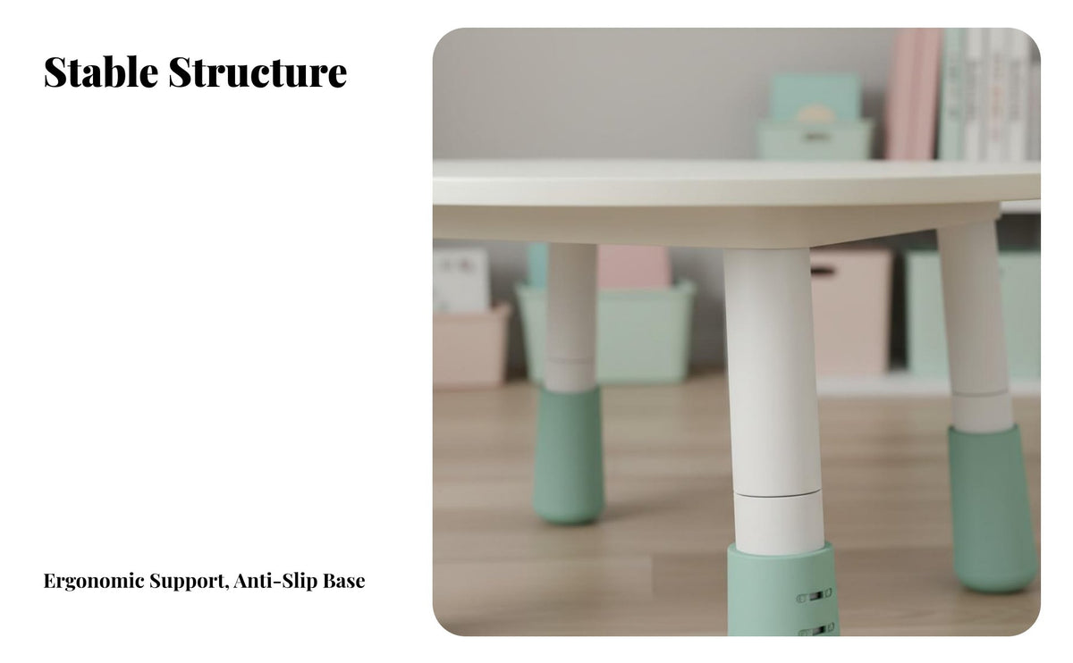 Anti-Slip Feet Adjustable Peanut Table Easy to Clean Height Adjustable Kids Table Chair Set Ergonomic Design children's Play and Study Desk Stable Structure for Toddlers, Preschoolers, Playroom, Nursery, Classroom, Living Room