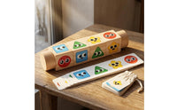 Picture Cards Wooden Rotating Puzzle Smooth Wood Matching Block Toy Fine Motor Skills Cartoon Face Puzzle Logical Thinking