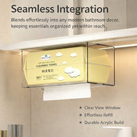 Wipes Holder and Wall Mounted Tissue Box Holders for Washroom or Powder Room, Thick Storage for Families, Adhesive for Kitchen