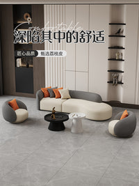 服装店沙发简约现代美容院休息区接待家用客厅小户型会客弧形沙发