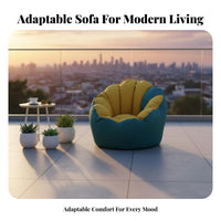 Full Body Comfort High-Back Bean Bag Chair Ergonomic Support Armless Foam Lounger No Rigid Frame Floor Seating Washable Cover for Students Women, Balcony, Bedroom, Living Room, Reading Nook