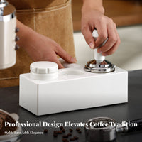 All-in-Single Organizer Espresso Tamper and Distributor Holder Multi-Size Compatible Portafilter Tamping Stand Non-Slip Base