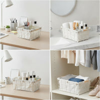 2 Pieces Portable Wire Storage Basket with Liner Lightweight Wire Basket with Wooden Handle Versatile Practical for Shelf